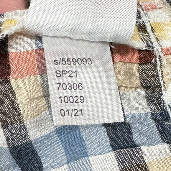 Loft Gingham Tiered Sleeveless Top, Size Small, Multicolor Seersucker Plaid - Picture 10 of 10